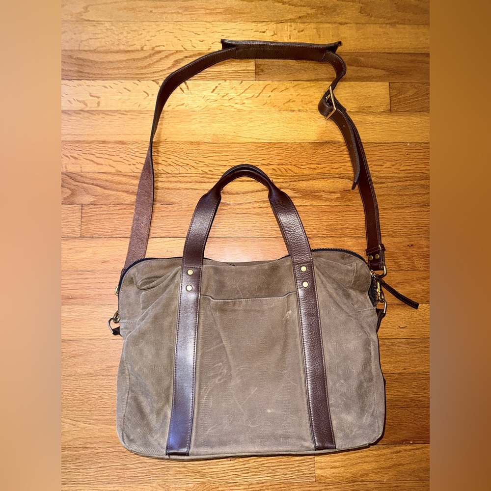 Ernest Alexander Watson Wax Twill Briefcase Green Bag